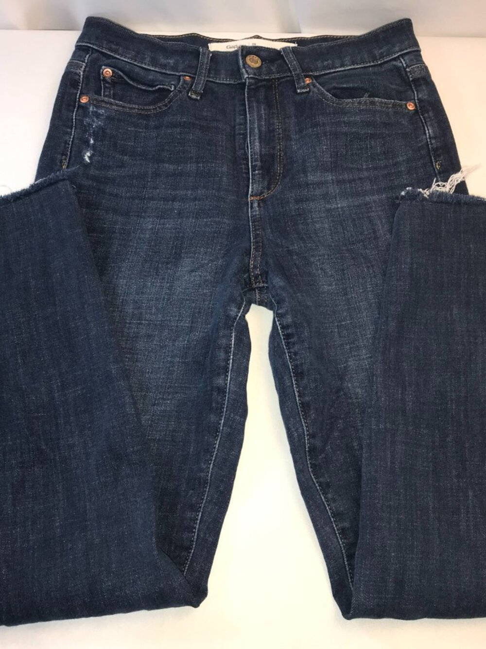 Gap Skinny Jeans Women's W26 High Rise Cropped Med Wash Stretch Distressed Denim